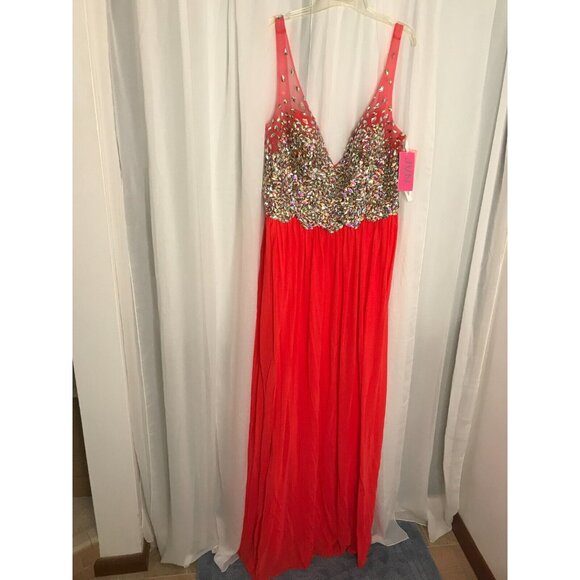 Jovani Beautiful Sleeveless Coral Gown, Prom, Formal Dance Gown Sz 22  $45 - Picture 1 of 4